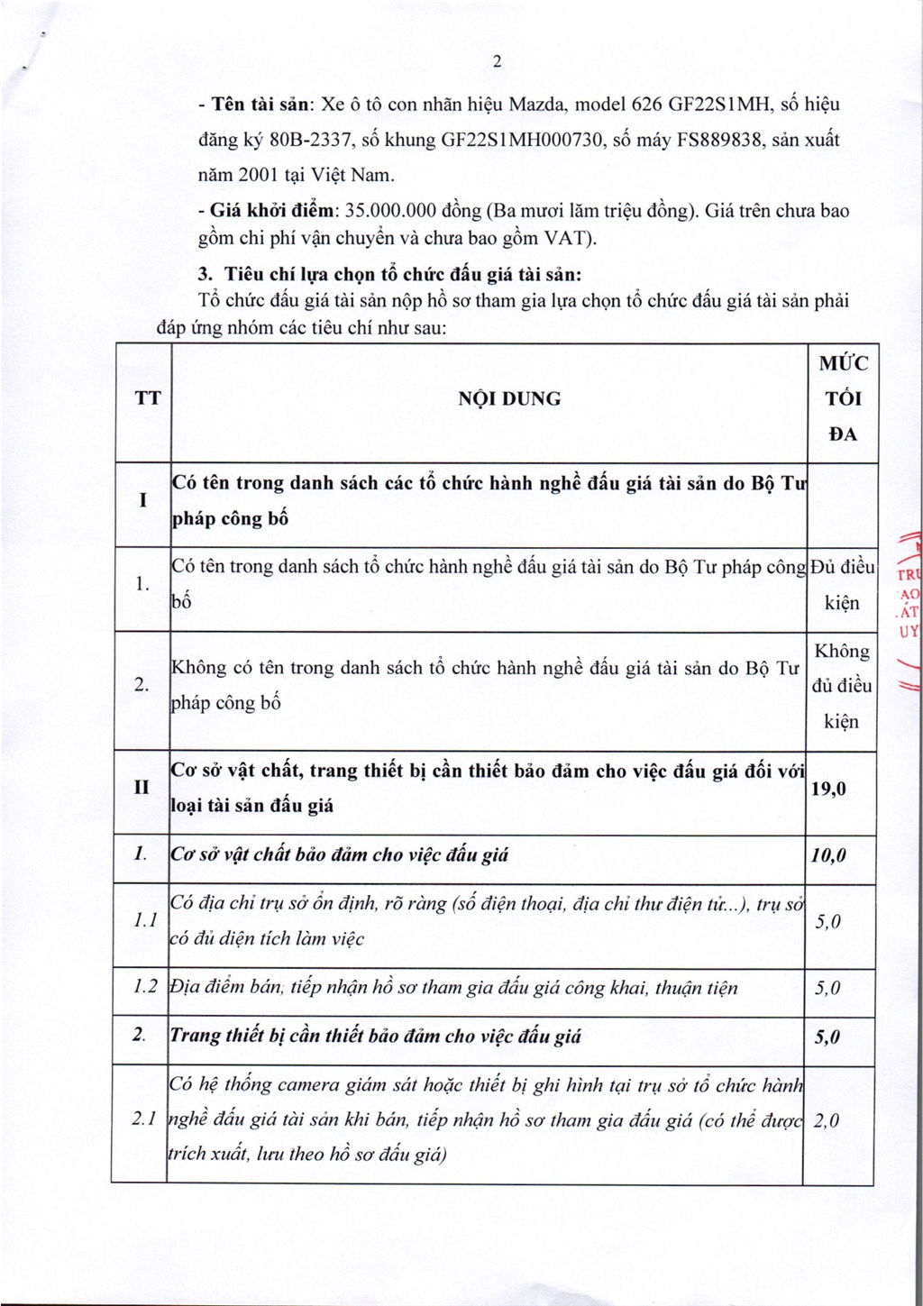Thông báo về việc lựa chọn tổ chức bán đấu giá tài sản